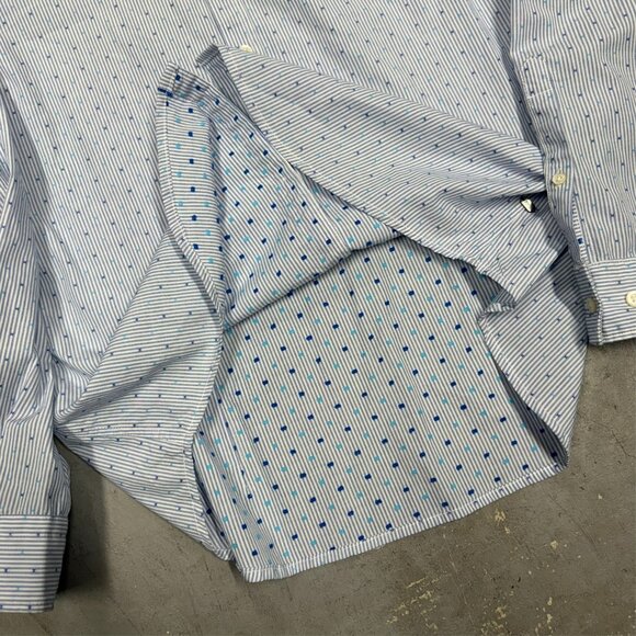 Hugo Boss Dress Shirt Long Sleeve Striped Regular Fit Cotton Blue 16 1/2 Large - Picture 9 of 11